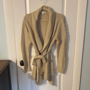 New York & Company Beige Knit Cardigan